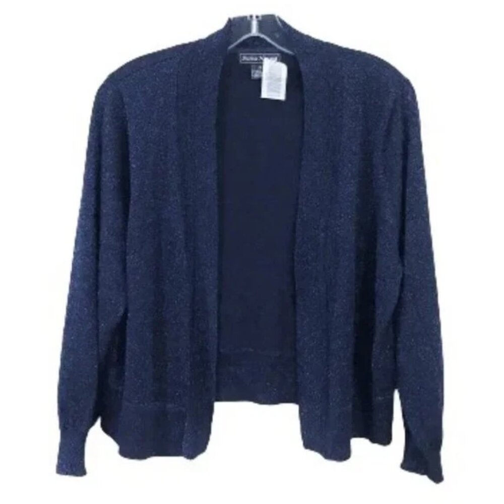 Jessica Howard Cropped Cardigan Sweater Navy Blue XL